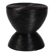 bali & pari Tokyo Laminated Natural Rattan Side Table -  Hourglass Accent Table with Modern Sculptural Design, Boho Chic Style for Living Room or Bedroom, Black Baxton Studio restaurant furniture, hotel furniture, commercial furniture, wholesale living room furniture, wholesale end table, classic end table